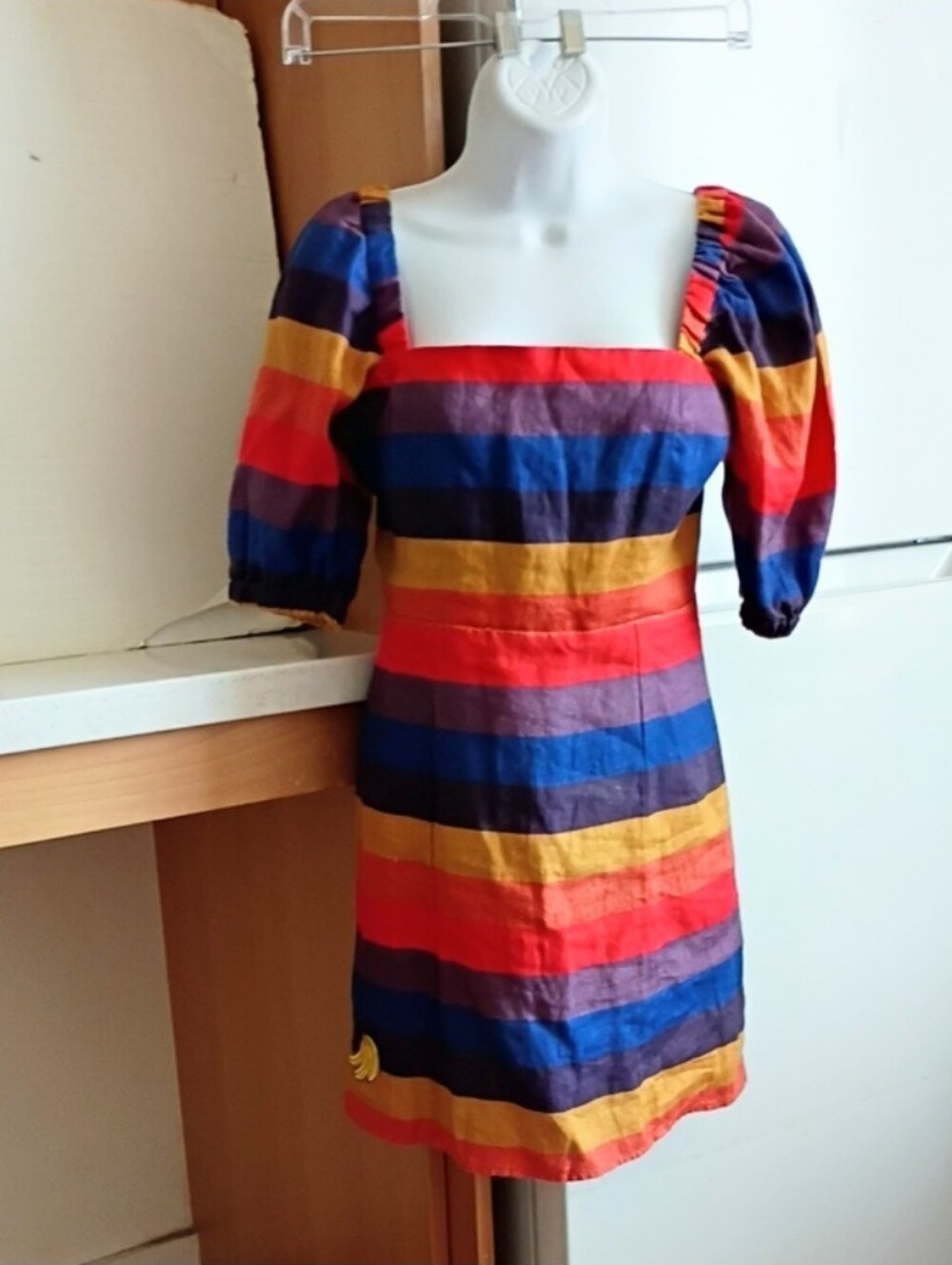 Rainbow Stripe Puff-Sleeve Mini Dress - Picture 3 of 8